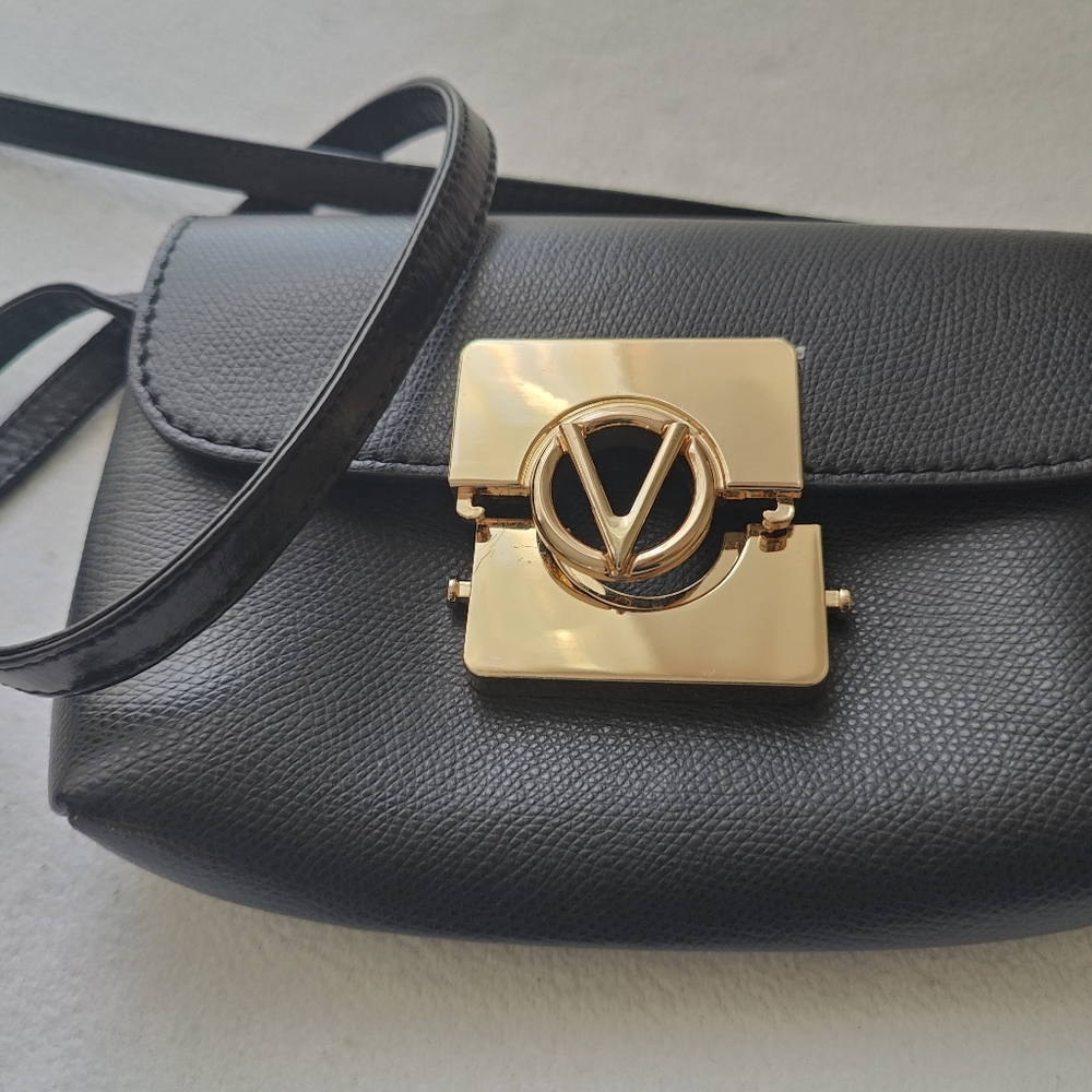 Valentino By Mario Valentino Black Lilou Bonbonniere Leather Crossbody Bag